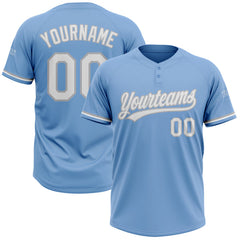 Maxcorners Custom Light Blue White-Gray Two-Button Unisex Softball Jersey
LM0609