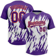 Maxcorners Custom Purple Orange-White 3D Pattern Abstract Sharp Shape Two-Button Unisex Softball Jersey
LM0609