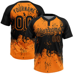 Maxcorners Custom Black Bay Orange 3D Pattern Abstract Splatter Grunge Art Two-Button Unisex Softball Jersey
LM0609