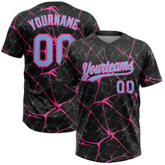 Maxcorners Custom Black Light Blue-Pink 3D Pattern Abstract Network Two-Button Unisex Softball Jersey
LM0609
