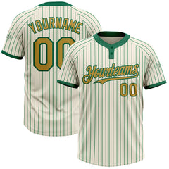 Maxcorners Custom Cream Kelly Green Pinstripe Old Gold Two-Button Unisex Softball Jersey
LM0609