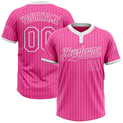 Maxcorners Custom Pink White Pinstripe White Two-Button Unisex Softball Jersey
LM0609