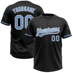 Maxcorners Custom Black Light Blue-White Two-Button Unisex Softball Jersey
LM0609
