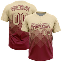 Maxcorners Custom Cream Crimson 3D Gradient Square Shape Two-Button Unisex Softball Jersey
LM0609