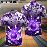 Maxcorners Bowling & Pins Tie-Dye Pattern Multicolor Option Customized Name, Team Name 3D Polo Shirt (4 Colors) 03