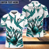 Maxcorners Bowling & Pins Sport Jersey Multicolor Option Customized Name, Team Name 3D Polo Shirt (4 Colors) 02