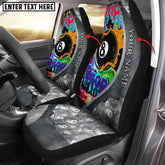 Maxcorners Billiard Multicolor Paint Personalized Name Car Seat Covers Universal Fit (2Pcs)