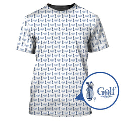 Maxcorners Pattern Golf Shirt, Toile De Jouy Shirt, Funny Golf Shirt For Men, Golf Gift For Golfer