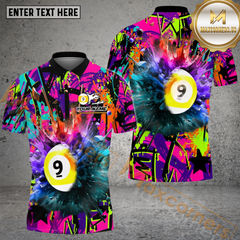Maxcorners Billiards 9 Ball Graffiti Explosion Paint Personalized Shirt (4 Colors)