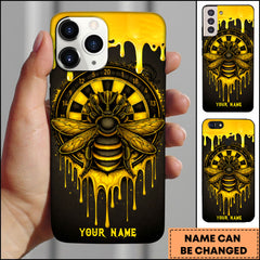 Maxcorners Dart Bee Honey Drip Gold Black Art Personalized Name Phone Case