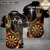 Maxcorners Christian Cross Flaming Dartboard Faith Symbol Multicolor Options Personalized Name, Team Name 3D Shirt (4 Colors)