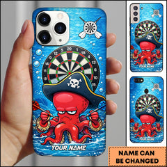 Maxcorners Darts Pirate Octopus Underwater Comic Art Personalized Name Phone Case