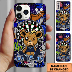 Maxcorners Darts Teddy Bear Street Style Urban Art Personalized Name Phone Case