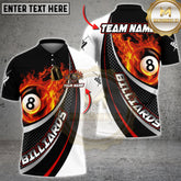 Maxcorners Billiards Flaming 8 Ball Power Graphic Multicolor Options Personalized Name, Team Name 3D Shirt (4 Colors)