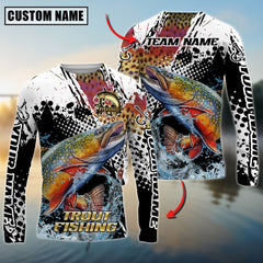 Maxcorners Freshwater Fishing Power Splash Design Personalized Name, Team Name 3D Long Sleeve Shirt