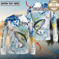 Maxcorners Saltwater Fishing Clean Sport Style Personalized Name, Team Name 3D Long Sleeve Shirt