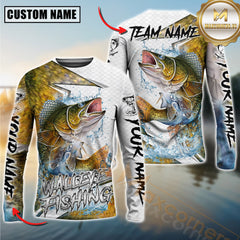 Maxcorners Freshwater Fishing Dynamic Splash Art Personalized Name, Team Name 3D Long Sleeve Shirt