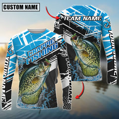 Maxcorners Freshwater Fishing Bold Graphic Splash Contrast Design Personalized Name, Team Name 3D Long Sleeve Shirt