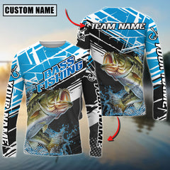Maxcorners Freshwater Fishing Bold Graphic Splash Contrast Design Personalized Name, Team Name 3D Long Sleeve Shirt