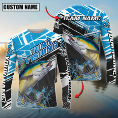 Maxcorners Saltwater Fishing Bold Graphic Splash Contrast Design Personalized Name, Team Name 3D Long Sleeve Shirt