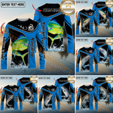 Maxcorners Saltwater Fishing Dynamic Water Splash Personalized Name, Team Name 3D Long Sleeve Shirt