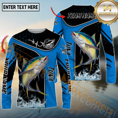Maxcorners Saltwater Fishing Dynamic Water Splash Personalized Name, Team Name 3D Long Sleeve Shirt