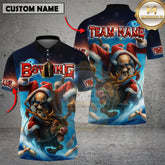Maxcorners Bowling Shirt Santa Skull Reindeer Ride Multicolor Options Personalized Name, Team Name 3D Shirt (4 Colors)