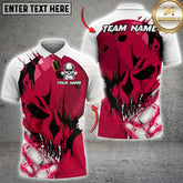 Maxcorners Bowling Skull Flaming Red Ball Strike Multicolor Options Personalized Name, Team Name 3D Shirt (4 Colors)