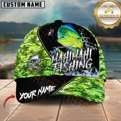 Maxcorners MahiMahi Fishing Camo Pattern Custom Graphic Personalized Name 3D Cap