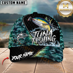 Maxcorners Tuna Fishing Camo Pattern Custom Graphic Personalized Name 3D Cap