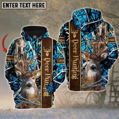 Maxcorners Deer Hunting Camouflage Leather Strap Design Multicolor Options Personalized Name, Team Name 3D Hoodie