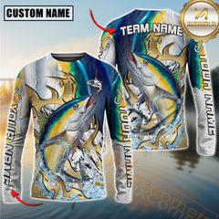 Maxcorners Saltwater Fishing Trophy Power Splash Art Personalized Name, Team Name 3D Long Sleeve Shirt