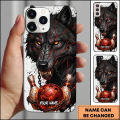 Maxcorners Dark Wolf Lava Bowling Ball Chain Art Personalized Name Phone Case