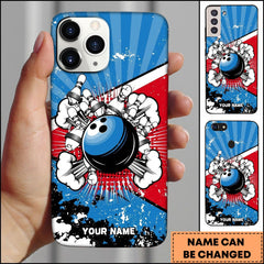 Maxcorners Retro Power Strike Bowling Ball Premium Personalized Name Phone Case