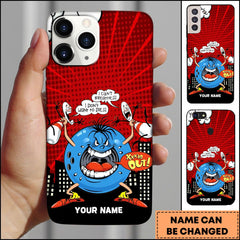 Maxcorners Funny Angry Bowling Ball Comic Premium Personalized Name Phone Case
