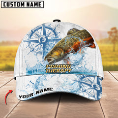 Maxcorners Fishing Outdoor Water Splash Compass Graphic Personalized Name 3D Cap (13 Options)