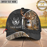 Maxcorners Deer Hunting Camouflage Buck Head Emblem Multi Options Personalized Name 3D Cap (6 Options)