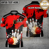 Maxcorners Bowling Explosion Impact Shattered Pins Multicolor Options Personalized Name, Team Name 3D Shirt (4 Colors)