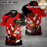 Maxcorners Bowling Flame Swirl Power Shot Multicolor Options Personalized Name, Team Name 3D Shirt (4 Colors)