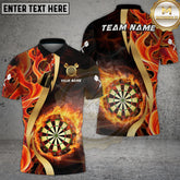 Maxcorners Flaming Dartboard Shirt Fire Burst Golden Streak Multicolor Options Personalized Name, Team Name 3D Shirt (4 Colors)