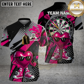 Maxcorners Darts Shirt Cool Heart Character Sunglasses Dartboard Style Multicolor Options Personalized Name, Team Name 3D Shirt (4 Colors)