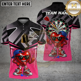 Maxcorners Darts Shirt Heart Mascot Hip Hop Dartboard Graphic Multicolor Options Personalized Name, Team Name 3D Shirt (4 Colors)