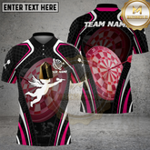 Maxcorners Darts Shirt Angel Cupid Silhouette Dartboard Graphic Multicolor Options Personalized Name, Team Name 3D Shirt (4 Colors)