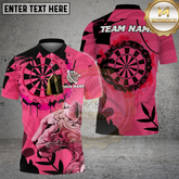 Maxcorners Darts Shirt Panther Artistic Dartboard Pattern Multicolor Options Personalized Name, Team Name 3D Shirt (4 Colors)