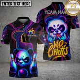 Maxcorners Angry Neon Panda No Limits Bowling Multicolor Options Personalized Name, Team Name 3D Shirt (4 Colors)