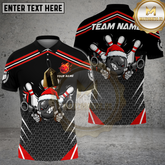 Maxcorners Cool Bowling Santa Gunslinger Multicolor Options Personalized Name, Team Name 3D Shirt (4 Colors)
