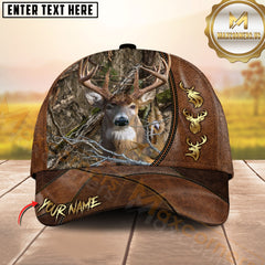 Maxcorners Deer Hunting Rustic Antler Icons Multicolor Options Personalized Name 3D Cap