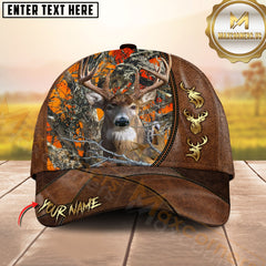 Maxcorners Deer Hunting Rustic Antler Icons Multicolor Options Personalized Name 3D Cap