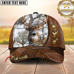 Maxcorners Deer Hunting Rustic Antler Icons Multicolor Options Personalized Name 3D Cap