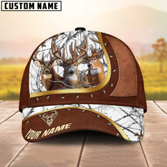 Maxcorners Triple Buck Bark Camo Leather Studded Accents Multicolor Options Personalized Name 3D Cap